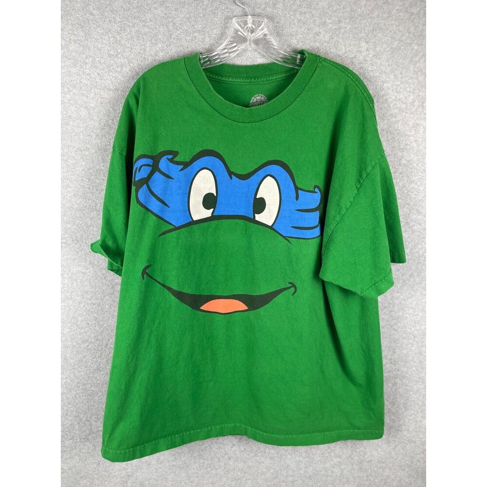 TMNT Retro Ninja Turtles T Shirt Men's Size 2XL Green Leo Blue Mask Face Tee